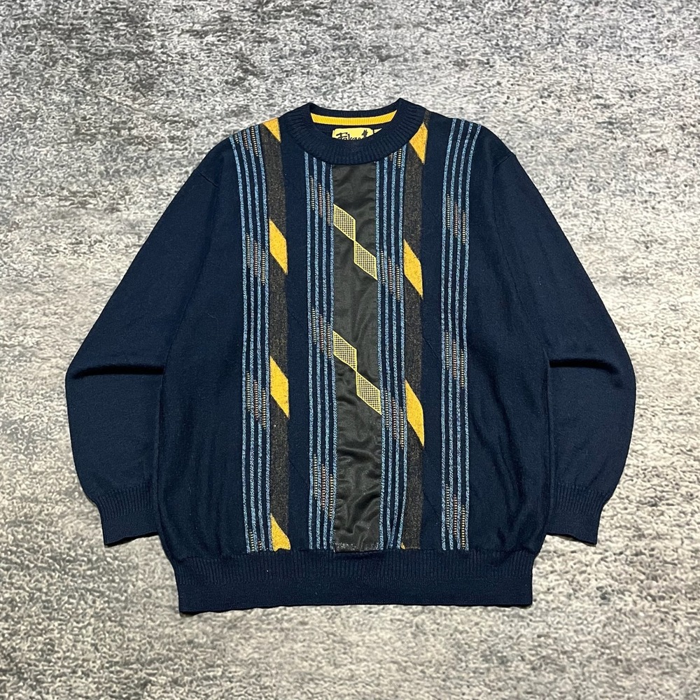 Vintage‎ 90s Falcone Sweater Mens Large Pattern Grandpa Core Cozy Acrylic Wool